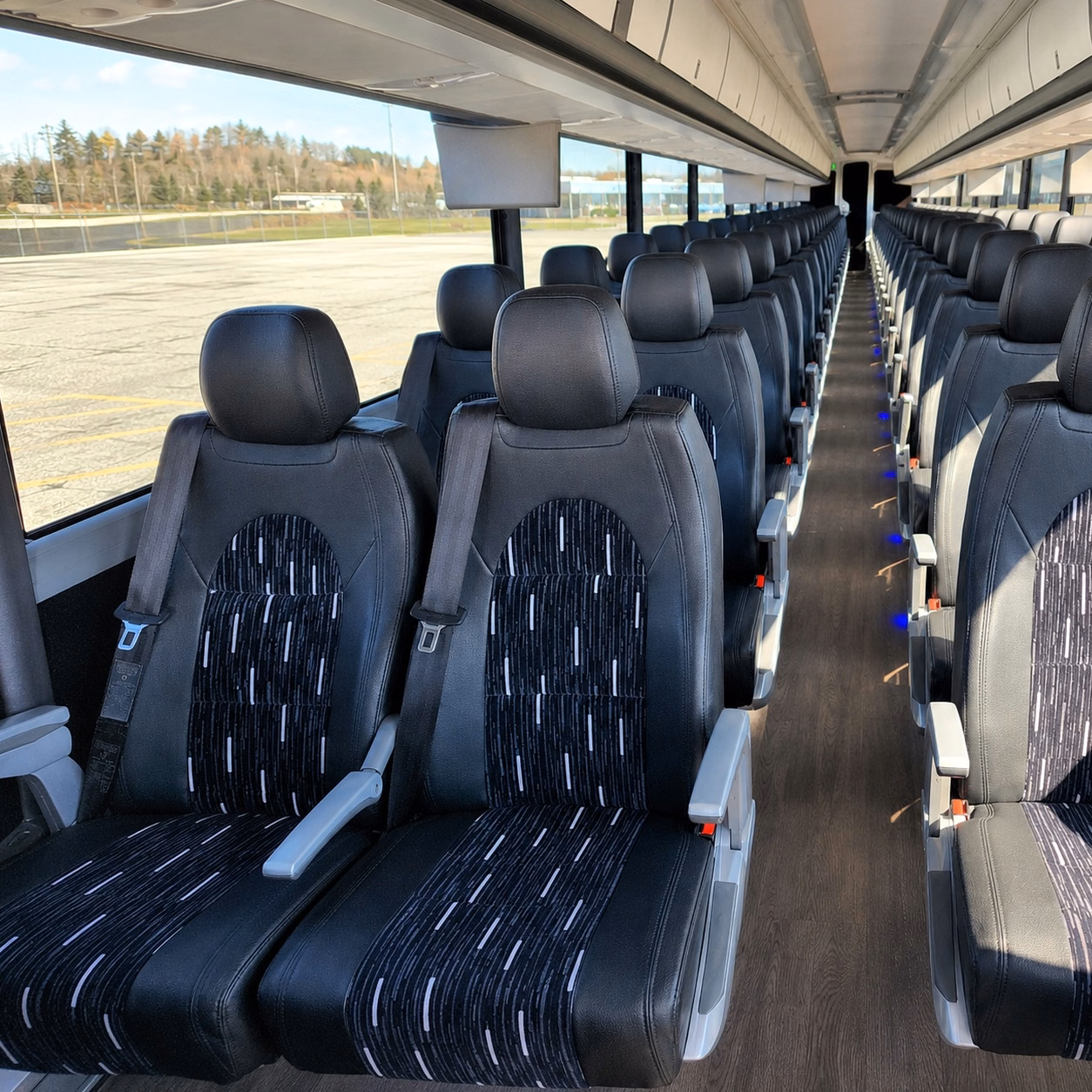 56 passenger charter bus inside